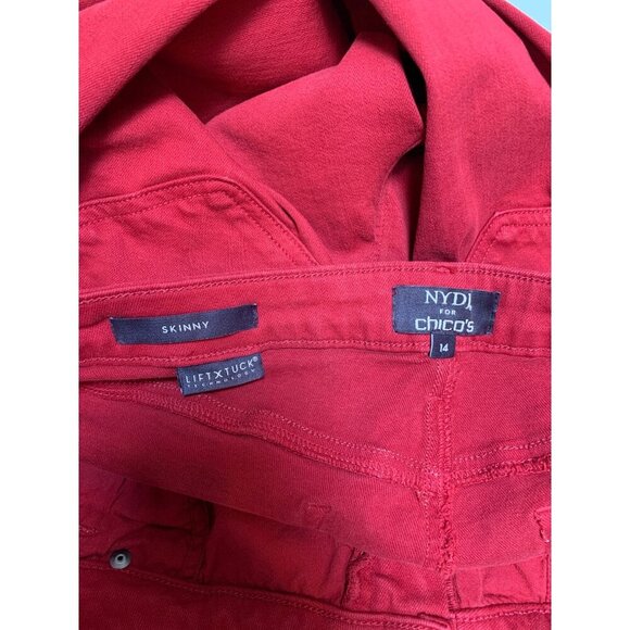 NYDJ For Chicos Womens Red Skinny Jeans Size 14 Lift Tuck Cotton Blend - Picture 4 of 5